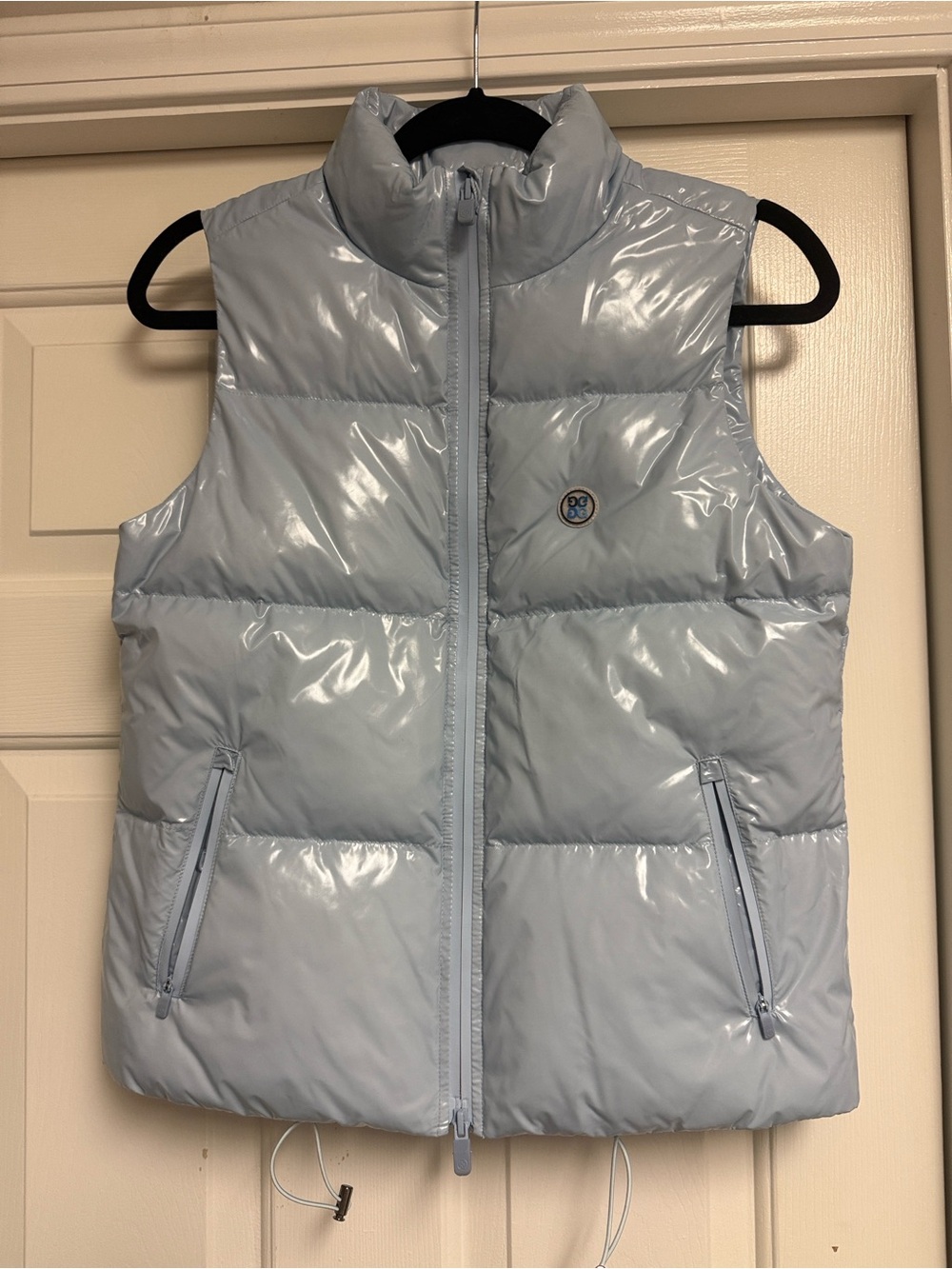 EUC Women’s G Fore Quilted Vest Light Blue Glossy - Size XS